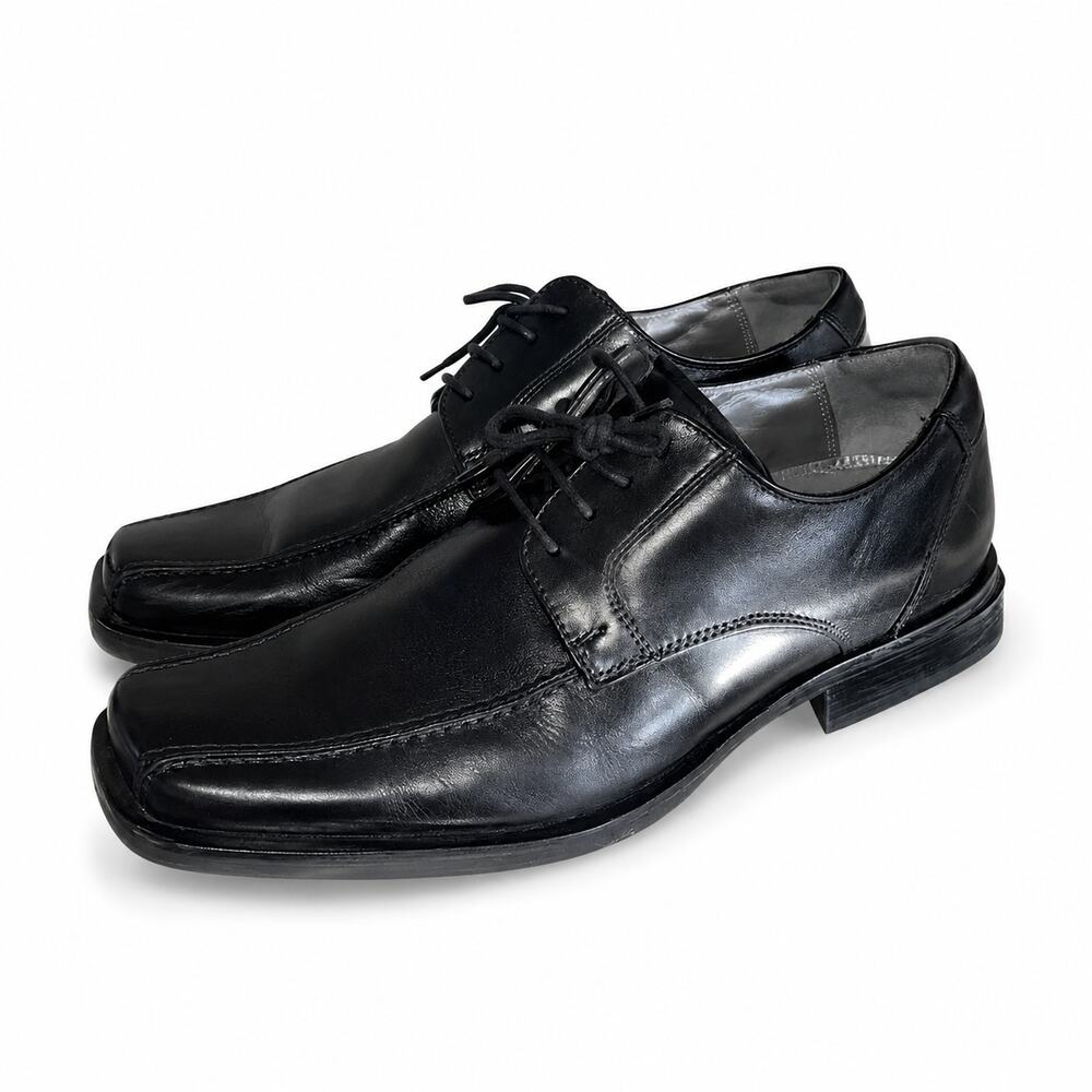 Kenneth Cole New York Black Leather Dress Shoes Size 9 Silver Technology